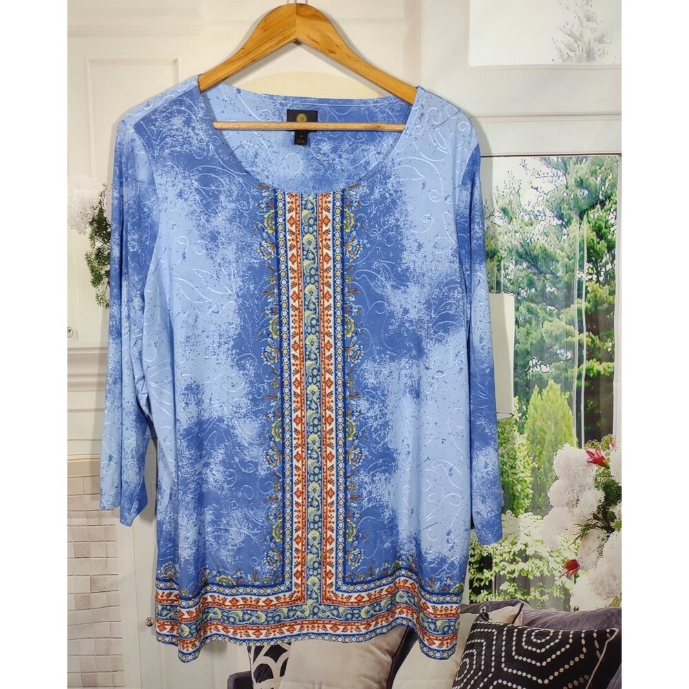Boho Top Western Southwestern Festival Hippie Office Rodeo JM Collection Size 2X